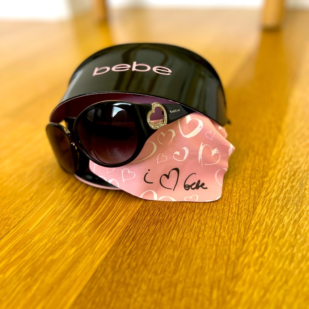 Bebe Black Sunglasses with Case and Cleaning Cloth